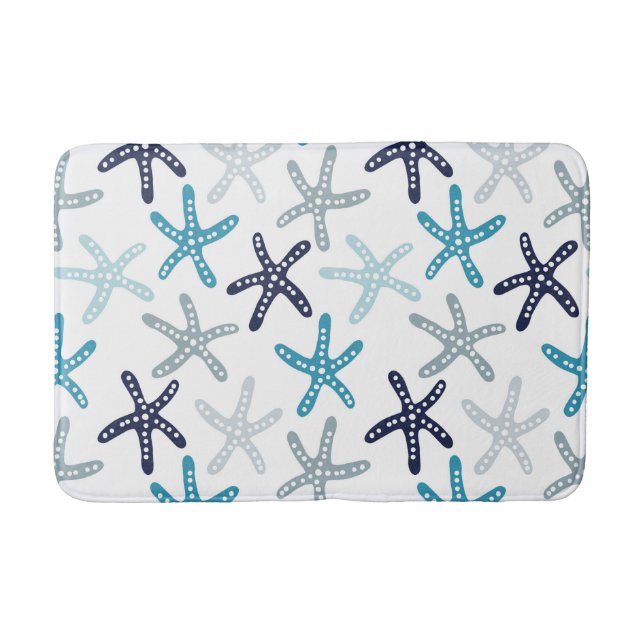 Blue Starfish Pattern Bath Mat (Front)