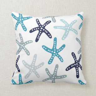 Blue Starfish Pattern Cushion