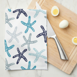 Blue Starfish Pattern Tea Towel