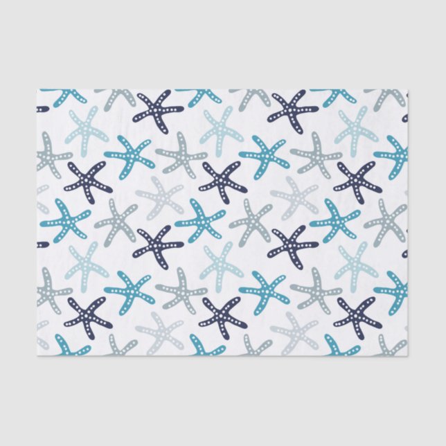 Blue Starfish Pattern Tissue Paper (Front)