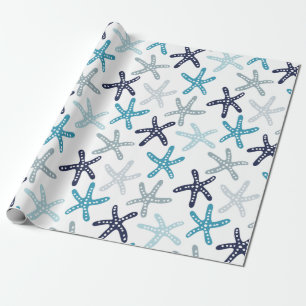 Blue Starfish Pattern Wrapping Paper