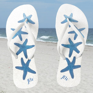 Blue Starfish Personalise with Initials Thongs