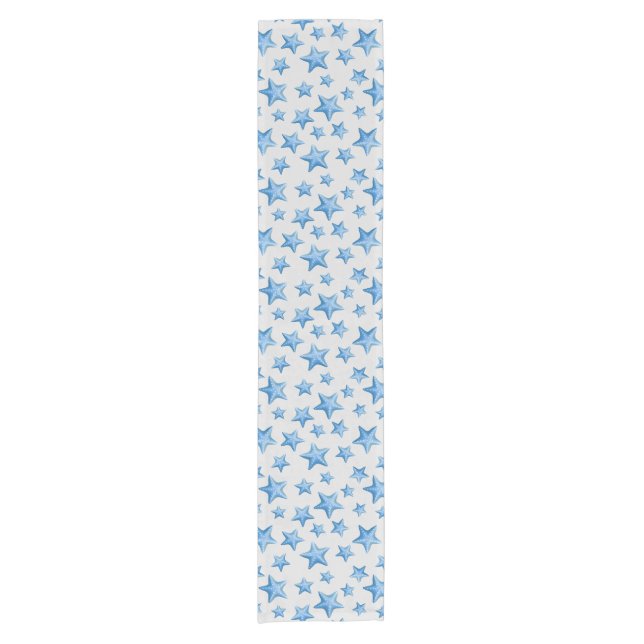 Blue Starfish Summer Beach Nautical Coastal Short Table Runner (Front)