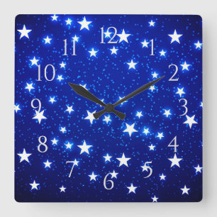 Blue Stargazer Square Wall Clock