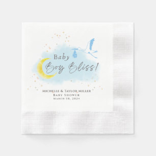 Blue Starlit Baby Boy Bliss Stork Special Delivery Napkin