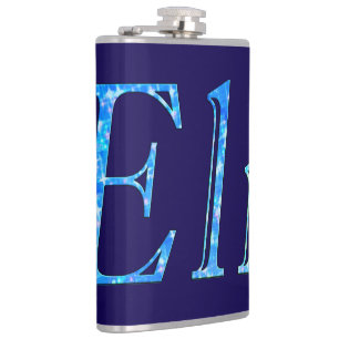 Blue Starry Eli Name, Hip Flask