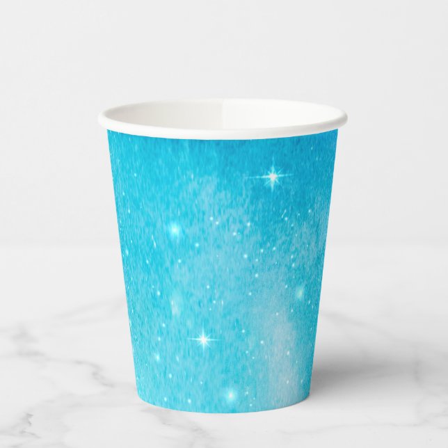 Blue Starry Night Baby Shower Paper Cups (Left)