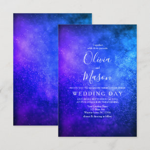 Blue Starry Night Formal Wedding Invitation