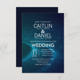 Blue Starry Night Formal Wedding Invitation