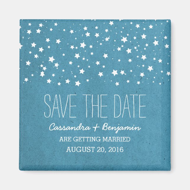 Blue Starry Night Save the Date Magnet (Front)