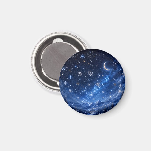 BLUE STARRY NIGHT SKY | CELESTIAL REFRIGERATOR MAGNET (Front/Back)