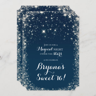 Blue Starry Night Sky Celestial Sweet 16 Invitation