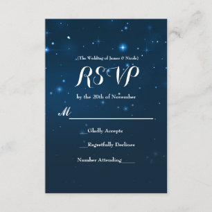 Blue Starry Night Sky Wedding RSVP Response Card
