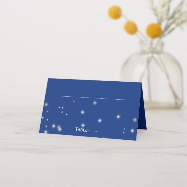 Blue Starry night wedding seating place card (Front)