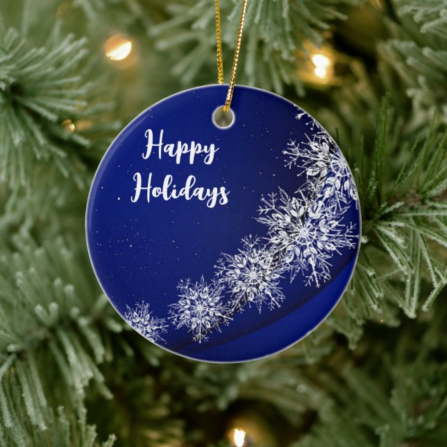 Blue Starry Sky With Ice Flakes  Ceramic Ornament (Tree)