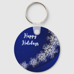Blue Starry Sky With Ice Flakes Key Ring