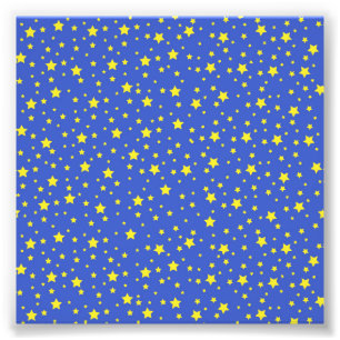 Blue Starry Sky Yellow Stars Pretty Starlight Photo Print