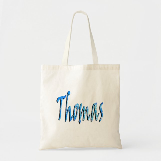 Blue Starry Thomas Name Logo, Tote Bag (Front)