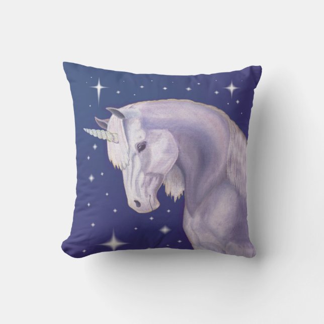 Blue Starry Unicorn pillow (Front)