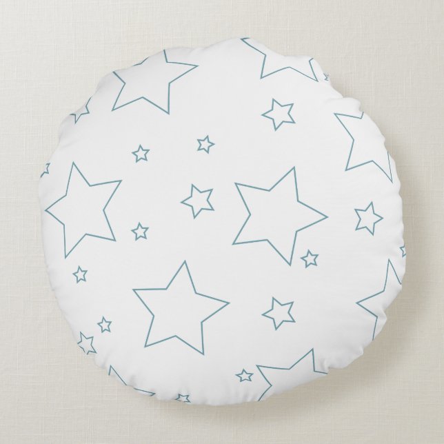 Blue Stars 4th of July Round Pillow (Back)