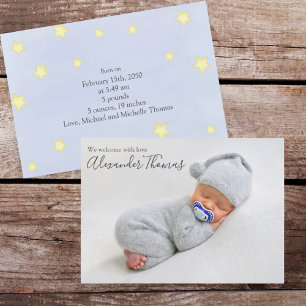 Blue Stars Baby Boy Birth Announcement