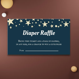 Blue Stars Baby Shower Diaper Raffle  Enclosure Card