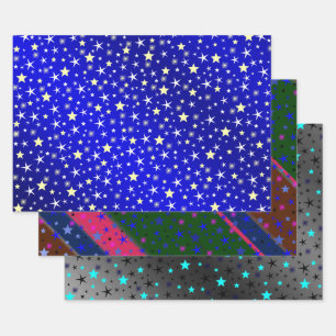 blue stars,Christmas+ paper, winter+patte, merry+x Wrapping Paper Sheet