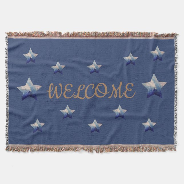 Blue Stars, Custom Throw Blanket (Front)