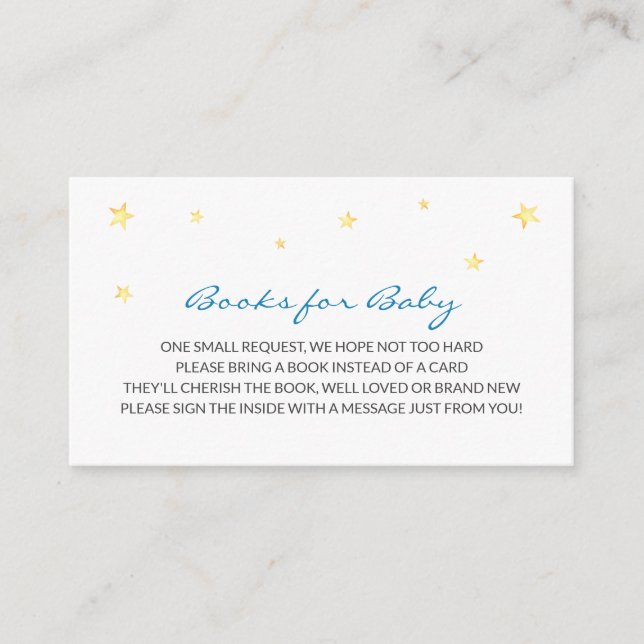 Blue Stars Elephant Books for Baby Insert card (Front)