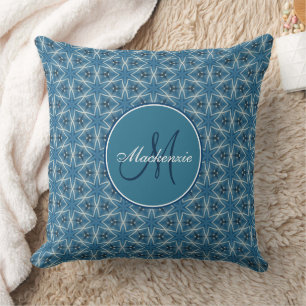 Blue Stars Geometrical Kaleidoscopic Pattern Cushion