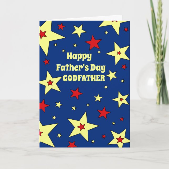 Blue Stars Godfather Happy Father's Day Card (Front)