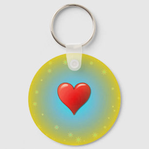 Blue Stars Heart Keychain