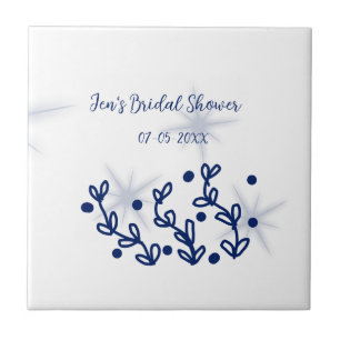 Blue stars leaves royal luxury bridal shower ceramic tile