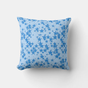 Blue stars on a light sky blue background cushion