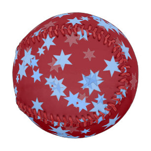 Blue Stars on Red Design Baseball