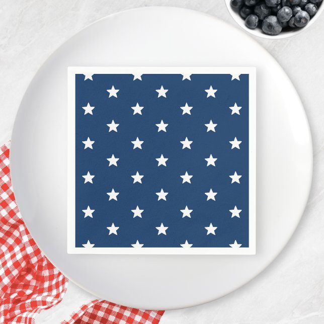 Blue Stars Patriotic 4th of July Summer Party Napkin (Blue Stars Patriotic 4th of July Summer Party Napkins)