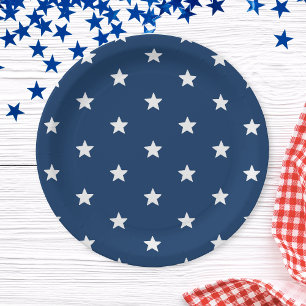 Blue Stars Patriotic 4th of July Summer Party Paper Plate