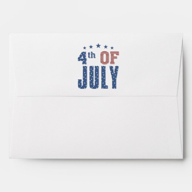Blue Stars & Red Stripes Rustic Wood | 4th of July Envelope (Back (Top Flap))