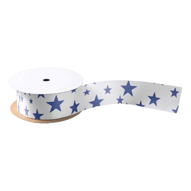 Blue Stars Ribbon Satin Ribbon (Spool)