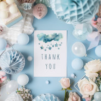 Blue stars thank you flat card