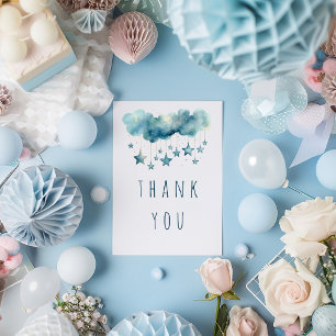 Blue stars thank you flat card