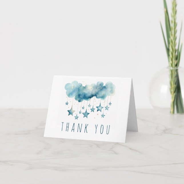 Blue stars thank you folded card (Front)