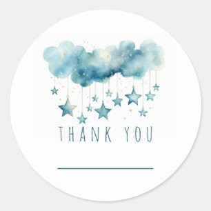 Blue stars thank you sticker with name space