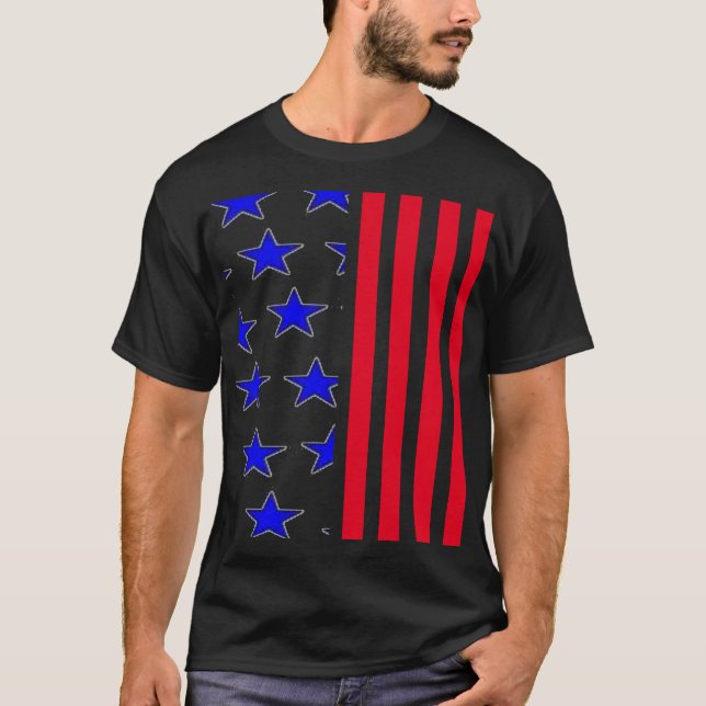 Blue Stars Vertical Stripes Patriotic T-Shirt s (Front)