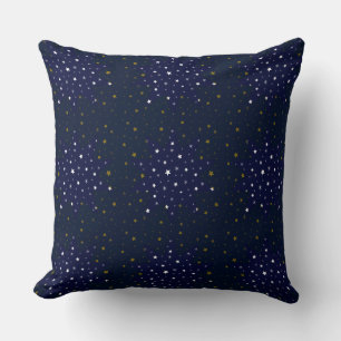 Blue stars & white stars & sparkly gold stars cushion