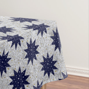 Blue stars & white stars & sparkly gold stars tablecloth