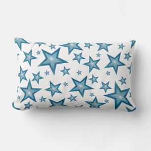 Blue Stars White 'Text' lumbar blue Cushion