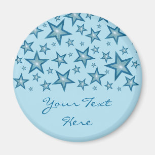 Blue Stars 'Your Text' fridge magnet pale pink