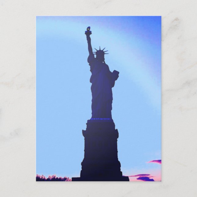 Blue Statue of Liberty Silhouette Post Cards (Front)