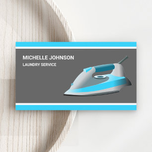 Blue Steam Iron Laundry Ironing Service Business Card